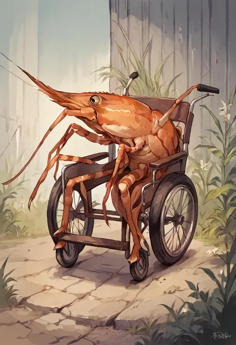score_9, score_7_up BREAK shrimp,no humans,wheelchair <lora:pony_shrimp:0.6> <lora:Wheelchair_XLPD:1>