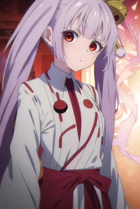 tsukuyoinaba, <lyco:tsukuyoinaba-lyco-nochekaiser:1>,
tsukuyo inaba, long hair, hair ornament, twintails, very long hair, purple hair, thick eyebrows, (red eyes:1.5),
BREAK skirt, japanese clothes, bell, hakama, hakama skirt, jingle bell, miko, hair bell, red hakama,
BREAK looking at viewer,
BREAK outdoors,
BREAK <lyco:GoodHands-beta2:1>, (masterpiece:1.2), best quality, high resolution, unity 8k wallpaper, (illustration:0.8), (beautiful detailed eyes:1.6), extremely detailed face, perfect lighting, extremely detailed CG, (perfect hands, perfect anatomy),