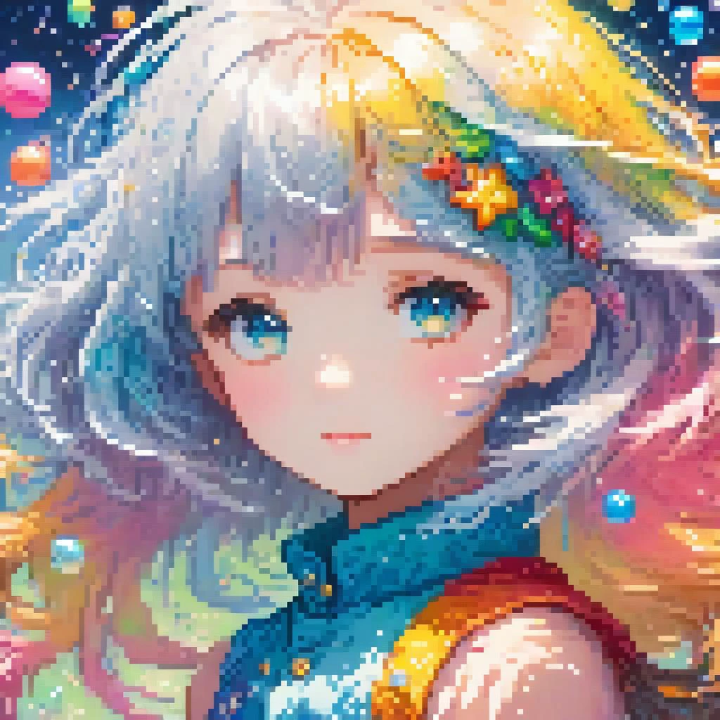 (((masterpiece))),(((best quality))),((ultra-detailed)),(illustration),(dynamic angle),
((floating)),(paint),((disheveled hair)),
(solo),(1girl), girl, ((small_breasts)), (((detailed anima face))),((beautiful detailed face)),collar,bare shoulders,
white hair, ((colorful hair)),((streaked hair)),
beautiful detailed eyes,(Gradient color eyes),(((colorful eyes))),
(((colorful background))),(((high saturation))),(((surrounded by colorful splashes))),(((surrounded by colorful dot))),colorful bubble,((shining)) ,child,