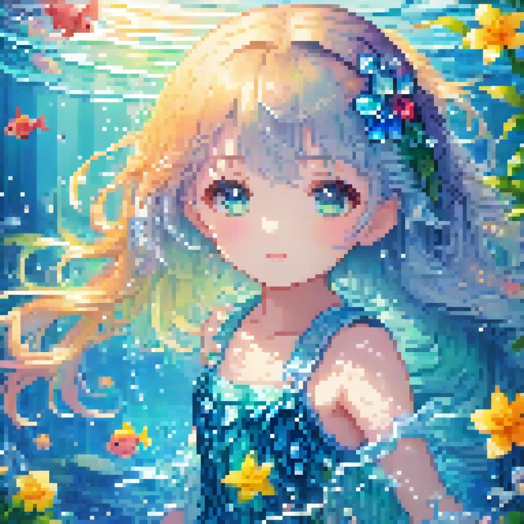 8k Wallpaper,grand,(((masterpiece))), (((best quality))), ((ultra-detailed)), (illustration), ((an extremely delicate and beautiful)),dynamic angle,rainbow hair,detailed cute anime face,(( girl)),(((masterpiece))),an extremely delicate and beautiful girl,flower,cry,water,corrugated,flowers tire,broken glass,(broken screen),atlantis,transparent glass