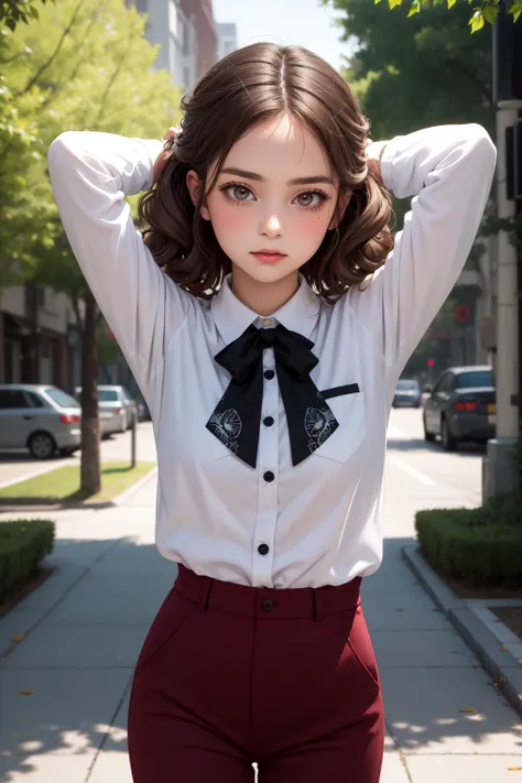 (masterpiece, best quality, SFW:1.2), digital art, filigree, aesthetic, ektachrome
BREAK
1girl, shy, looking down, forehead, (cute, petite:1.2), flat_chest,  (brown hair, flipped hair, ringlets:1.2), (dark brown eyes:1.2)
BREAK
(ribbon trim darkmagenta shirt, ribbon trim, rosy brown pants rolled up)
BREAK
eye focus, paw pose,arms behind head
BREAK
outdoors, oasis