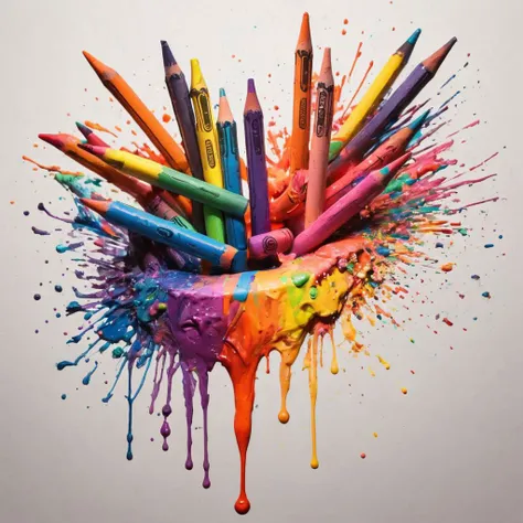 abstract art someone eating a crayon and everything becomes so colorful somehow