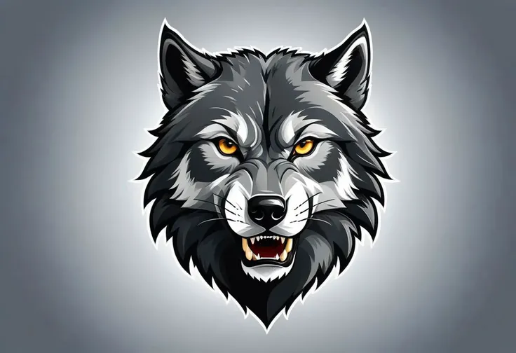 "Craft a compelling vector illustration portraying a powerful wolf head in a 2D flat style, tailored for a football team emblem or logo. Highlight the wolf's intense and determined eyes, creating a centered and commanding design that captivates attention. Infuse the illustration with a sense of strength and resilience, ensuring a clean and symmetrical appearance suitable for emblematic use. Aim for a bold and impactful representation of the wolf's head, symbolizing the team's tenacity and unity."