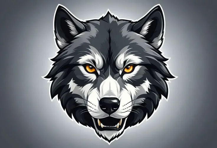 "Craft a compelling vector illustration portraying a powerful wolf head in a 2D flat style, tailored for a football team emblem or logo. Highlight the wolf's intense and determined eyes, creating a centered and commanding design that captivates attention. Infuse the illustration with a sense of strength and resilience, ensuring a clean and symmetrical appearance suitable for emblematic use. Aim for a bold and impactful representation of the wolf's head, symbolizing the team's tenacity and unity."
