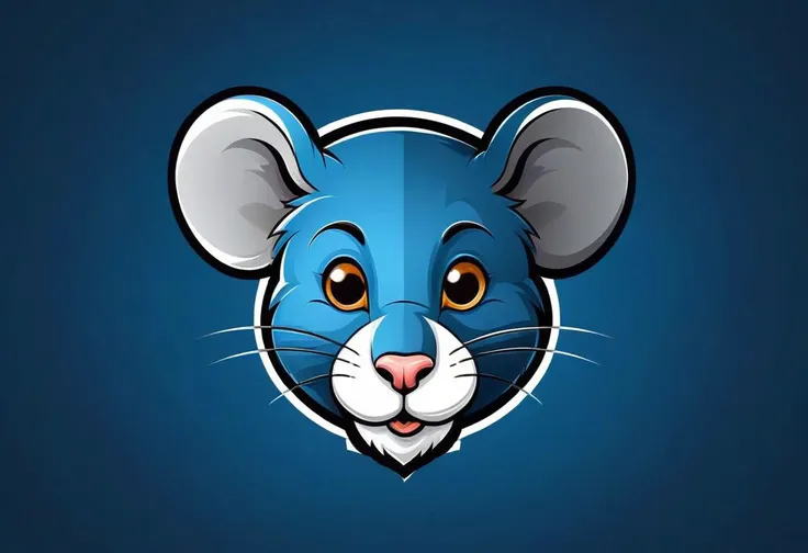 "Design an engaging vector illustration featuring a dynamic mouse head in a 2D flat style, tailored for a football team emblem or logo. Focus on the mouse's determined and spirited expression, ensuring a centered and attention-grabbing design. Infuse the illustration with a sense of agility and determination while maintaining a clean and symmetrical appearance suitable for emblem use. Strive for a bold and impactful depiction of the mouse's head, symbolizing the team's agility and competitive spirit."
