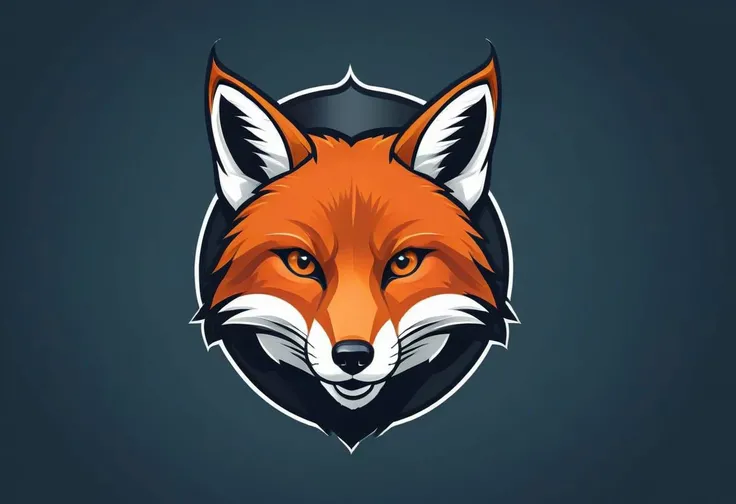 "Create a captivating vector illustration of a fierce fox head in a 2D flat style, suitable for a football team emblem or logo. Focus on capturing the fox's intense gaze and determined expression, ensuring a centered and attention-commanding design. Infuse the illustration with strength and vigor while maintaining a clean and symmetrical appearance befitting a team emblem. Strive for a bold and impactful depiction of the fox's head, making it an ideal representation of the team's resilience and character."