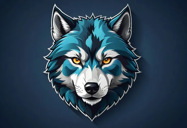 "Craft a compelling vector illustration portraying a powerful wolf head in a 2D flat style, tailored for a football team emblem or logo. Highlight the wolf's intense and determined eyes, creating a centered and commanding design that captivates attention. Infuse the illustration with a sense of strength and resilience, ensuring a clean and symmetrical appearance suitable for emblematic use. Aim for a bold and impactful representation of the wolf's head, symbolizing the team's tenacity and unity."