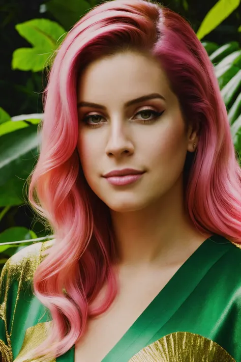 amelie reyhart mid shot close up, pink hair, young, makeup, funny,
beautiful face, masterpiece, highres, realistic,
Kaross,
Rainforest canopy and birds-eye view,
<lora:amelie_reyhart:0.85>