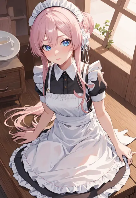 best quality, masterpiece, highres, solo, (mimori_bluearchive:1.10), (maid:1.40), (long maid dress:1.15), 18 <lora:mimori_bluearchive:0.80>