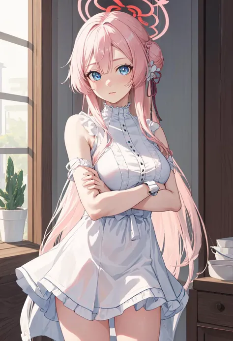 (safe:1.10), best quality, masterpiece, highres, solo, (mimori_bluearchive:1.10), crossed arms, cowboy shot, looking at viewer, 31 <lora:mimori_bluearchive:0.80>