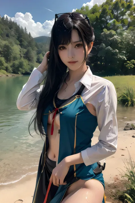 <lora:chinanana:0.8>, 1girl, solo, outdoors, rural, water, photorealistic, realistic, photoraphy, cosplay
