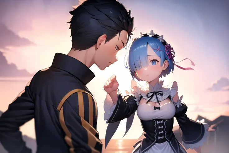 masterpiece, best quality,subaru, rem, 1girl, 1boy<lora:Rezero World_204380:1>