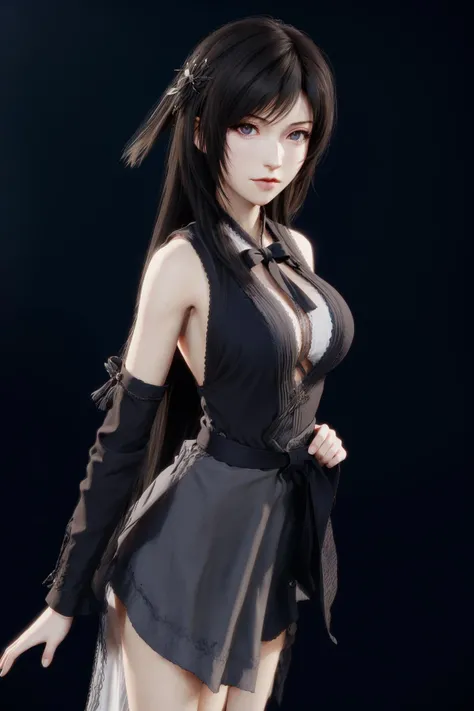 1girl,hair ornament,grey_kimono,tifa lockhart,<lora:好åç±³-tifa:0.65> ,