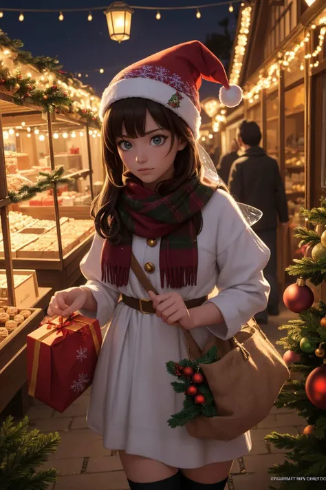 ethereal fantasy concept art of  (A woodland Christmas market emerged, where animated ornaments sold festive treats. beautiful girl adorned in scarves and hats enjoyed holiday delights beneath twinkling fairy lights.:1.4), centered, symmetrical, in the style of disney, Detailed digital art by greg rutkowski and Thomas kinkade, Trending on Artstation, CGSociety, deviantart, 8k, HD, detailed, high resolution, cinematic, unreal engine 5, 4k UHD image, octane render, epic angle and pose, 3d, depth of field, captivating patterns, creative experimentation, luminous black trails, global illumination, cinematic light, epic shot, grimdark hues with diffused lighting, award-winning, professional, masterpiece, full sharp, UHD, HDR, 8k . magnificent, celestial, ethereal, painterly, epic, majestic, magical, fantasy art, cover art, dreamy