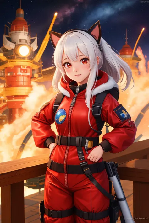 1girl, beautiful, OverallDetail, high quality, high resolution, beautiful, masterpiece, 8k, ultra detailed, cinematography, perfect anatomy, perfect proportions, red eyes, solo, space helmet, spacesuit, star sky, touhou, traditional media, watermark, web address, white hair, yagokoro eirin, zun style, zipper pull tabard, zukie-nyan, zoom layer, zipper pull tabard, zuikaku kanc