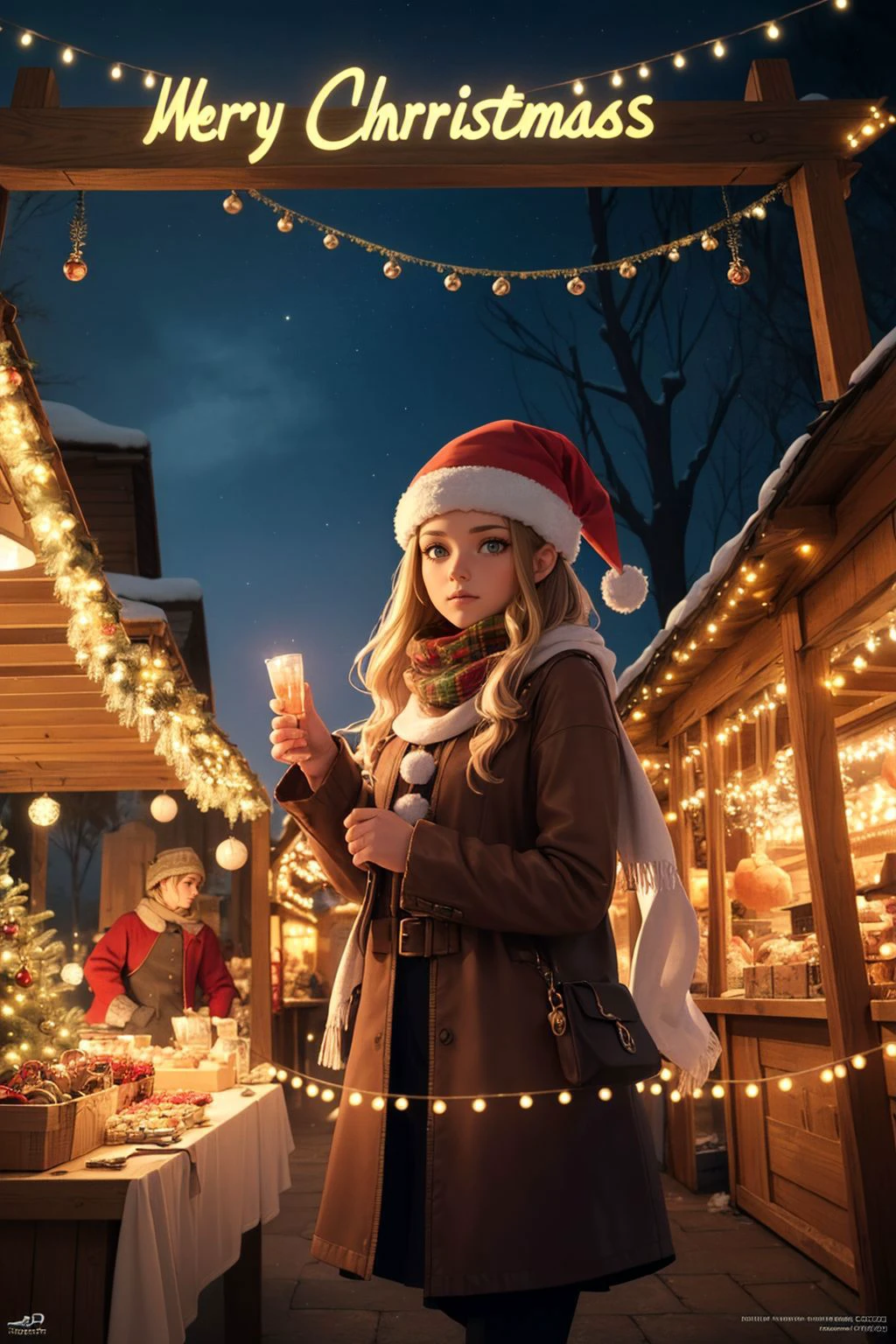 ethereal fantasy concept art of (A woodland Christmas market emerged, where animated ornaments sold festive treats. beautiful girl adorned in scarves and hats enjoyed holiday delights beneath twinkling fairy lights.:1.4), centered, symmetrical, in the style of disney, Detailed digital art by greg rutkowski and Thomas kinkade, Trending on Artstation, CGSociety, deviantart, 8k, HD, detailed, high resolution, cinematic, unreal engine 5, 4k UHD image, octane render, epic angle and pose, 3d, depth of field, captivating patterns, creative experimentation, luminous black trails, global illumination, cinematic light, epic shot, grimdark hues with diffused lighting, award-winning, professional, masterpiece, full sharp, UHD, HDR, 8k . magnificent, celestial, ethereal, painterly, epic, majestic, magical, fantasy art, cover art, dreamy