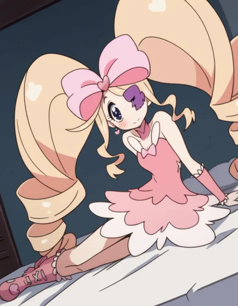 score_9, score_8_up, score_7_up, source_anime,
nuiharime, <lora:nui-harime-s1-ponyxl-lora-nochekaiser:1>,
nui harime, big hair, blonde hair, blue eyes, drill hair, eyepatch, hair bow, long hair, pink bow, twin drills, twintails,
boots, bow, dress, eyepatch, hair bow, pink footwear, strapless, strapless dress,
indoors, bed, bed room, on side, blush, drunk,
solo, dutch angle, looking at viewer, cowboy shot,