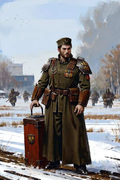 (masterpiece, best quality:1.2),intricate details, solo, armor,<lora:JakubRozalskistyleV1:0.95> jakubrozalskistyle <lora:warhammer 40k imperial guardsman:1> warhammer, 40k, imperial, guardsman