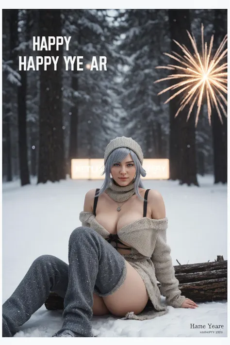 "Happy New Year"card, winter, Kainé from Nier