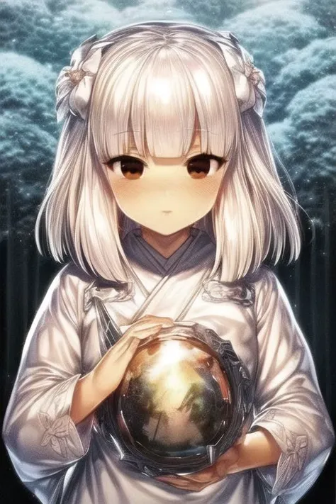 KannaIY, (masterpiece, best quality, extremely detailed CG, beautiful detailed eyes, ultra-detailed, intricate details:1.2), 8k wallpaper, elaborate features, glistening shiny, glowing light, ray tracing, HDR, deph of field, (perfect face, detailed face, detailed eyes), beautiful lips, 8k, HD, perfect lighting, glowing eyes, ((looking at viewer)), ((beautiful detailed eyelashes)), (full-face blush), (hip dips: 1.6), (perfect fingers), ((panorama)), bedroom, solo: 1.2, 1girl, ite girl, kanna (inuyasha), (black eyes), white hair, long hair, blunt bangs, hair flower, hair ornament, japanese clothes, white kimono, wide sleeves, long sleeves, Sitting, Real light and shadow, anime face, 4k, 8k, wallpaper,epic, detail texture, (black eyes:1.5), ((((white hair:1.35, medium hair)))),intricate eyes,beautiful detailed eyes,symmetrical eyes,big eyes:1.5,(((lustrous skin:1.5,bright skin: 1.5,skin tanned,shiny skin,very shiny skin,shiny body,plastic glitter skin,exaggerated shiny skin,illuminated skin))),(detailed body,(detailed face)), cute, erotic,daring, (((medieval armor,adventurer armor,winter coat))),(((intricate outfit,intricate clothes, embroidered outfit,ornate outfit,embroidered clothes,ornate armor))), (centered,scale to fit dimensions,Rule of thirds), ((snowy pine forest at night)), with dark stormy clouds,winter,scenery:1.25,(ultra detailed,extremely detailed),(photorealistic artwork:1.37),(extremely detailed CG unity 8k wallpaper),(((vibrant colors,vibrant theme))),