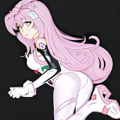 Fluttershy, pink hair, green eyes, bouncy hair, short hair, yellow skin, narrow waist, medium breasts, wide hips, long legs, taller girl, white tight latex plugsuit, white plugsuit, creases, hi resolution, hires, high quality, big butt, micro waist, stretch lines, platform heels, platform, detailed face, Ayanami cosplay costume, skin tight, plugsuit, ayanami_cosplay_costume, pilot suit, cosplay, gloves,