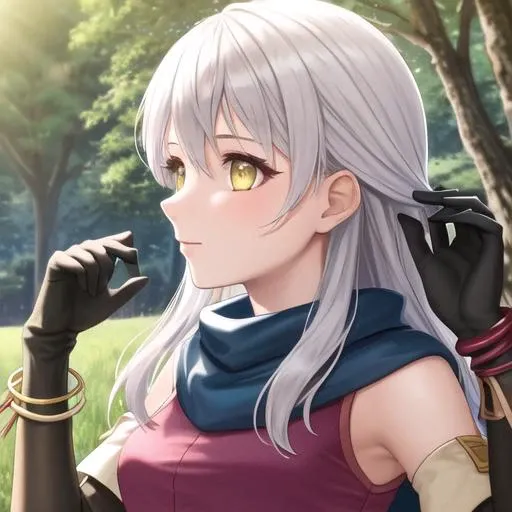 masterpiece,best quality, 1girl,solo,beautiful face, (close up:1), black short hair, side profile, nature,backlinghting, bokeh,depth of field,
, masterpiece,best quality,1girl,ultra high detailed face,landscape,fantasy,adventurer, lying on the grass with the night sky in the background, clear yellow eyes, ((white hair)), visible face, <lora:fireemblem_micaiah-10:1>, micaiah \(fire emblem\), hair ribbon, sleeveless dress, pantyhose, elbow gloves, jewelry, bracelet, scarf, belt