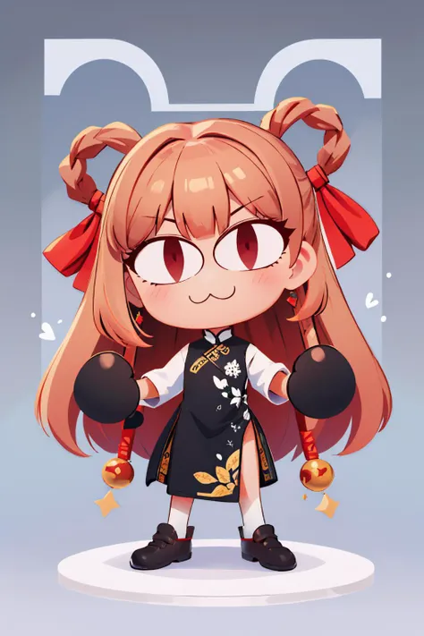 (masterpiece, best quality:1.2), chibi, solo, 1girl, necoarc, yandef, :3, hair rings, hair ribbon, slit pupils, china dress, black gloves, half gloves <lora:necoarc:1> <lora:yan-nikke-richy-v1:0.8>