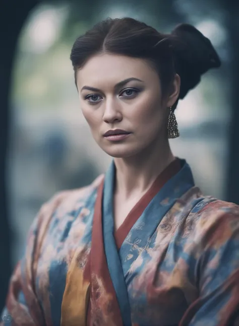 OlgaKostyantynivnaKurylenko, photograph, Supernatural portly (Female:1.2) , ð¤¡, wearing robe designed by Disney, [Tang Dynasty|Greco-Roman] hairstyle, inside a Mystical The City of El Dorado, shallow depth of field, film grain, Nikon d3300, F/14, Paint splotches, [art by Felipe Pantone, (art by Eiichiro Oda:1.2) ::17],  <lora:OlgaKostyantynivnaKurylenkoSDXL:1>