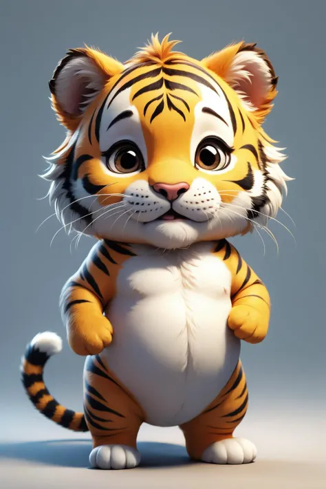 masterpiece,best quality,animal,there is no human,cute,fat,chibi,big head,Tiger