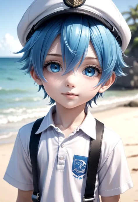 1boy, aoi, blue hair, hat, masterpiece, ultra detail, beach, blue eyes, cute shirt
(masterpiece:1.2), best quality, high resolution, unity 8k wallpaper, (illustration:0.8), (beautiful detailed eyes:1.6), extremely detailed face, perfect lighting, extremely detailed CG, (perfect anatomy),