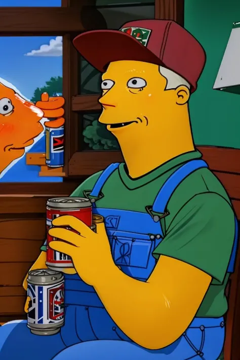 ((Masterpiece, best quality,edgQuality)),
sneed, yellow skin,baseball cap, overalls, green shirt
<lora:simpsons_sneed:1>
drinking a can of beer