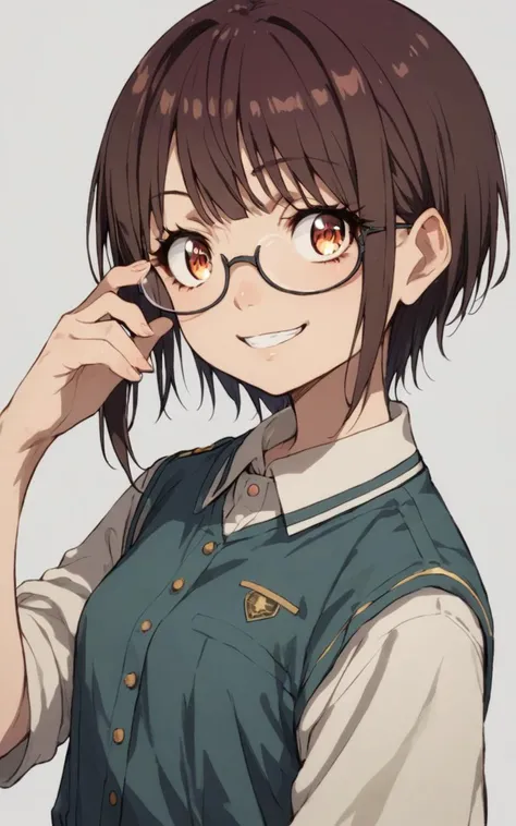 score_9, score_8_up, source_anime, <lora:sdxl-sega-fujimiya-pony:0.6>, solo, copper eyes, underrim eyeglass, dark brown hair, short cut, sidelocks, bang, 1girl, Fujimiya Sumika, black marching band uniform , :p, smile +++ , high socks Dance shoes