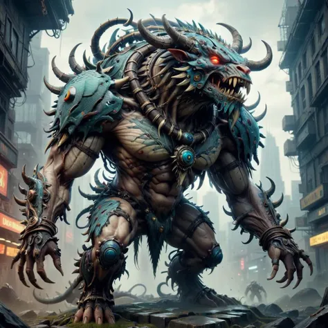 druidic cyberpunk terrorcore beast,