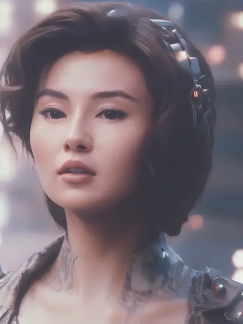 (Award Winning Photo:1.3) of (Masterpiece:1.3),(Romantic:1.3) RAW photo, facial camera, (((close up photo))), a beautiful woman dressed in a beautiful dress from Valentino <lora:maggie cheung:0.9> (high detailed skin:1.2), 8k uhd, dslr, soft lighting, high quality, film grain, Fujifilm XT3,Highly Detailed,(80s Art:1.3),(Cyberpunk Art:1.3),(close portrait:1.3),thematic background