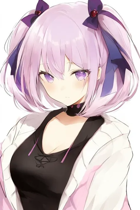 anime,1girl,purple|white hair,pink eyes,masterpiece,looking at viewer, best_quality,white background <lora:Lpip_v4-000005:1>