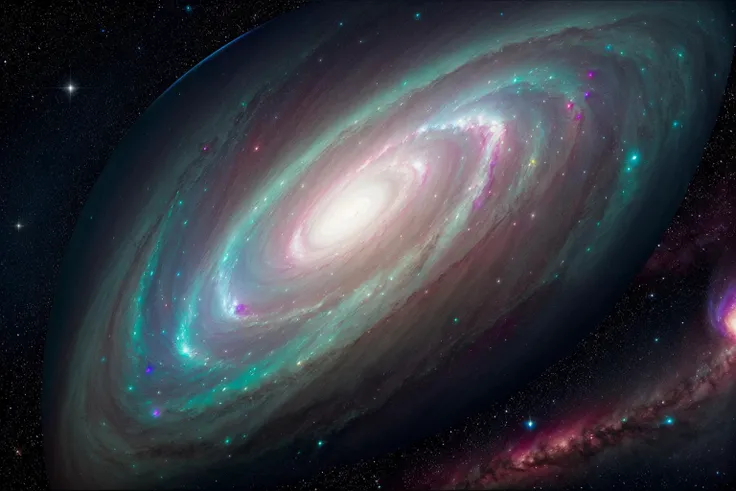 Best quality masterpiece: Inked depiction of a space explorer navigating through a stunning nebula, surrounded by swirling colors and cosmic phenomena <lora:Elixir:1>.