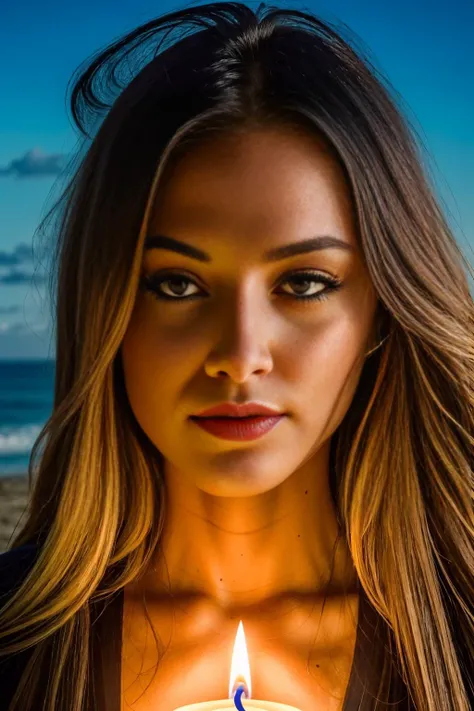 a photo of a ginger woman with long loose styled hair, frowning, perfect boobs, she is walking on the beach, , red lipstick erotic model, (textured skin, skin pores:1.1), (moles:0.8), imperfect skin, goosebumps, flawless face, (light freckles:0.9), (night:1.1), dark theme, candle lit, <lora:xLowra:0.55><lora:Elixir:1>