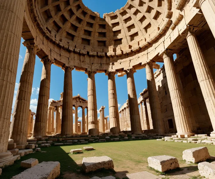 The Parthenon of Rome: Render the stunning ruins of the Parthenon of Rome, also known as the Pantheon, showcasing its grand dome and intricate interior details.