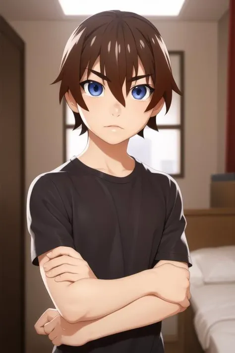 masterpiece, best quality, high quality, 1boy, solo, male focus, looking at viewer, upper body, <lora:keiichi_maebara:0.82>, keiichi_maebara, brown hair, blue eyes, hair between eyes, realistic,