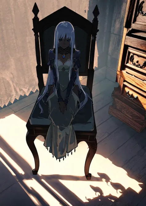 cel shading best quality, masterpiece, detailed, aesthetic
1girl sitting on chair, close-up,
medieval
dark room
messy room,
shadow
dim light
dramatic lighting