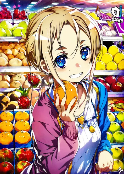 (by   bunbun, )
1girl in a lively marketplace. She explores colorful stalls filled with exotic fruits, her eyes wide with curiosity. A gentle breeze ruffles her hair as she samples a piece of fruit, her expression a mix of delight and wonder
anime, flat color 
 best quality, masterpiece,