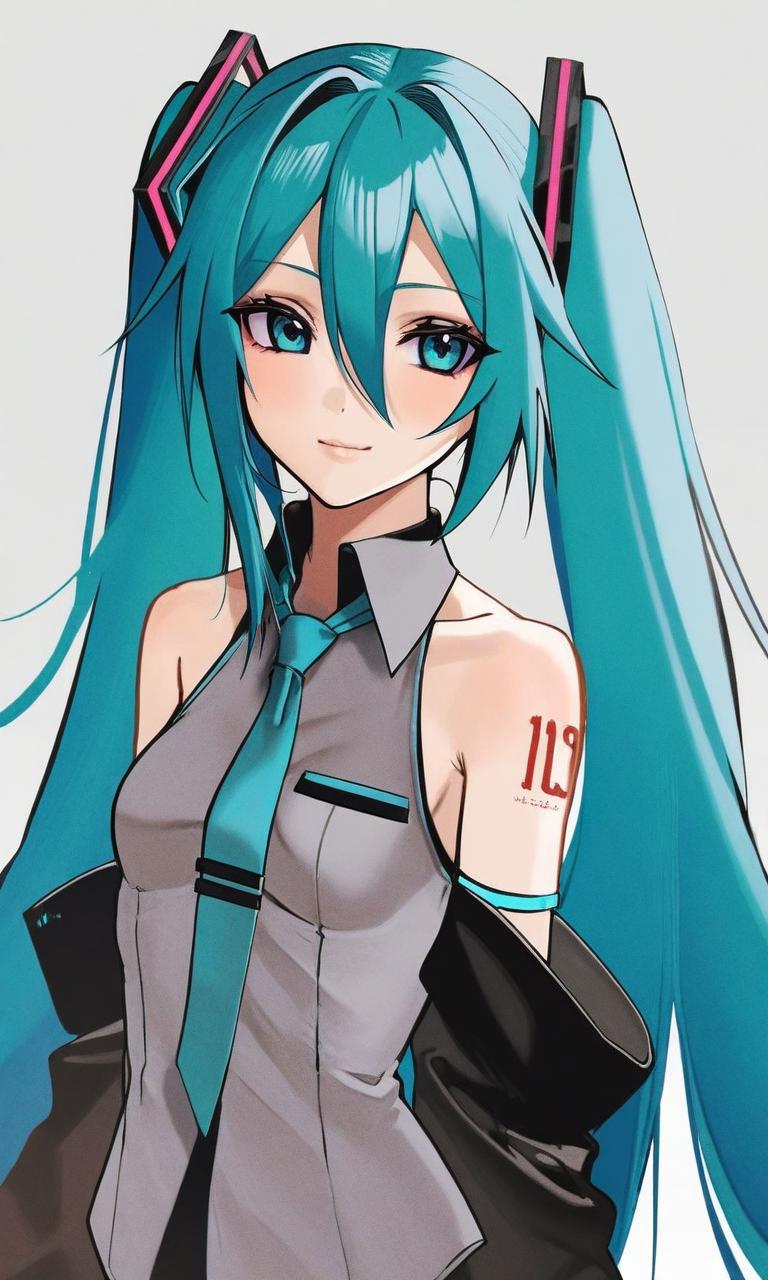 A close up of a person with blue hair and a shirt - SeaArt AI