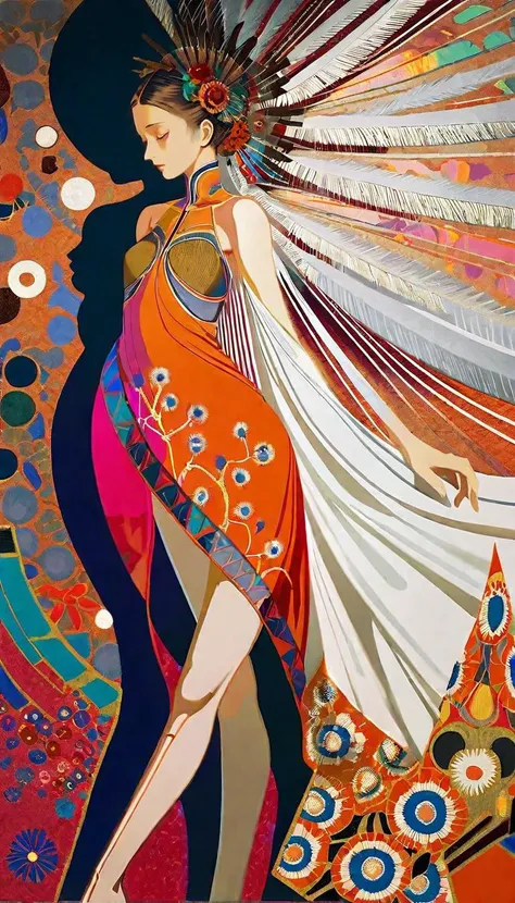 Professional fashion art, innovative fashion design, aesthetic value, hyper-realistic textures, cinematic composition, best quality, high quality, masterpiece, 8K, UHD, extremely detailed, 
break
a beautiful women, perfect, Embodiment of Femininity,  graceful elegance, a female figure that epitomizes ultimate femininity and womanhood, nurturing aura, the scene conveys a sense of nurturing, warmth, and the powerful essence of womanhood dynamic pose, correct anatomy, anatomically correct, perfect anatomy,
break
Embroidered boho tunic dress designed by Tom Thomson and Alexander McQUEEN and Hideaki Anno, 
break
advanced lighting techniques, high dynamic range, vivid and accurate colors, harmonious color scheme, meticulously detailed, visually stunning, emotionally engaging, modern art influences, contemporary art,
break
sharp focus, depth of field, taken by Irving Penn,