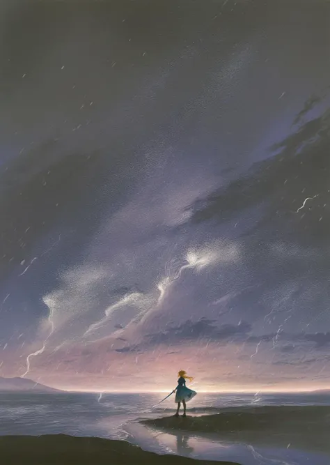 by sannso
by sul
1girl
1girl, holding sword
artoria pendragon \(fate\), fate \(series\)
waiting, bleak, ink splashes, ink spots, ink smears, evoking loneliness and solitude, bold strokes, , torrential thunderstorm, windy, night, dark, water splashing, water spraying, vision obscured, desolate, lamppost, puddles, distant headlights
aesthetic,
beautiful color, (amazing quality:1.5),