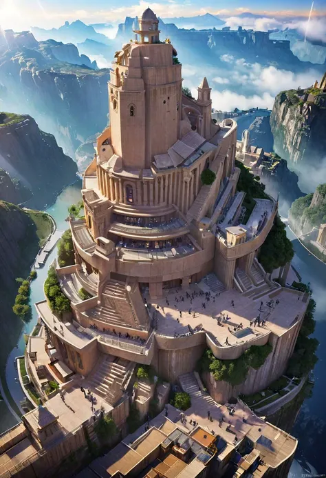 (Disneyland, Universal Studios:1.5), (The colonial city of the future, in the mist-filled Grand Canyon, on an unknown Earth-like planet, 2 moon on sky, Spaceship flight connects colonies, waterfulls:1.3), (Machu Picchu, a mountain settlement, incredibly spectacular:1.2), (Mario Botta:1.3), (avant-garde, future, reality, science fiction, photorealistic), (modern architecture:1.2), White limestone with black granite, fountain, waterfall, landmark, square, path, narrow street,
(Large Files, Ultra Realistic, 8K, 16k, FHD, HD, VFX, Perfect, Photography, composition, Architecture Sales Photography, Architecture Competition, Ultra High Resolution, Cinematography, High Resolution Image:1.1), (dramatic lighting, direct sunlight, ray tracing, clear shadow:1.2),  (real landscape:1.1), (blurred background:1.0), (urban background, more_details) ,
ac_neg1, great lighting, clear, hillscastel, extrusionbuilding, cliffbuilding