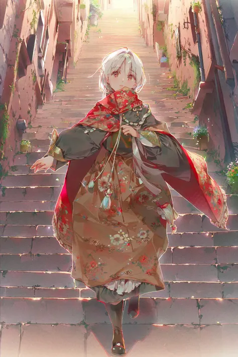 masterpiece,best quality,ultra detailed,by dsmile9,(1girl:1.2),girl walking on street,facing viewer,female focus,
