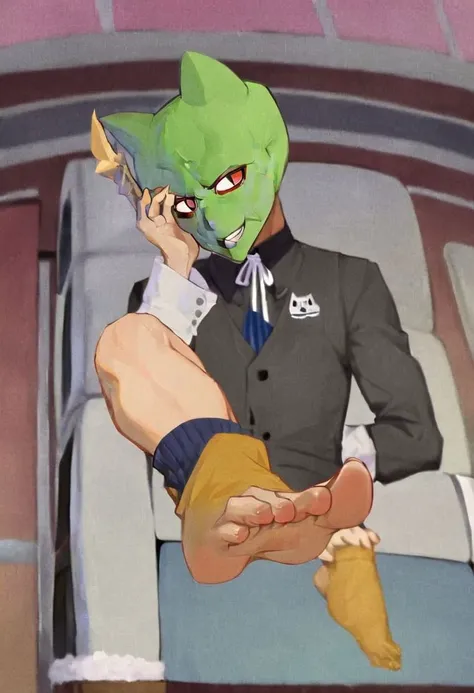 TheMask1024,cat boy,
Boy wearing socks on feet,
smooth top of head