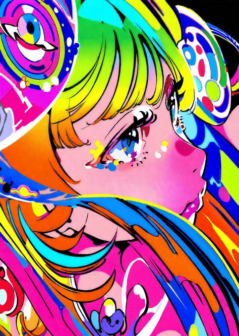 (by yoneyama mai),
1girl, close-up,
colorful, dream-like, female-figures, immersive, , playful, vibrant, gradient,