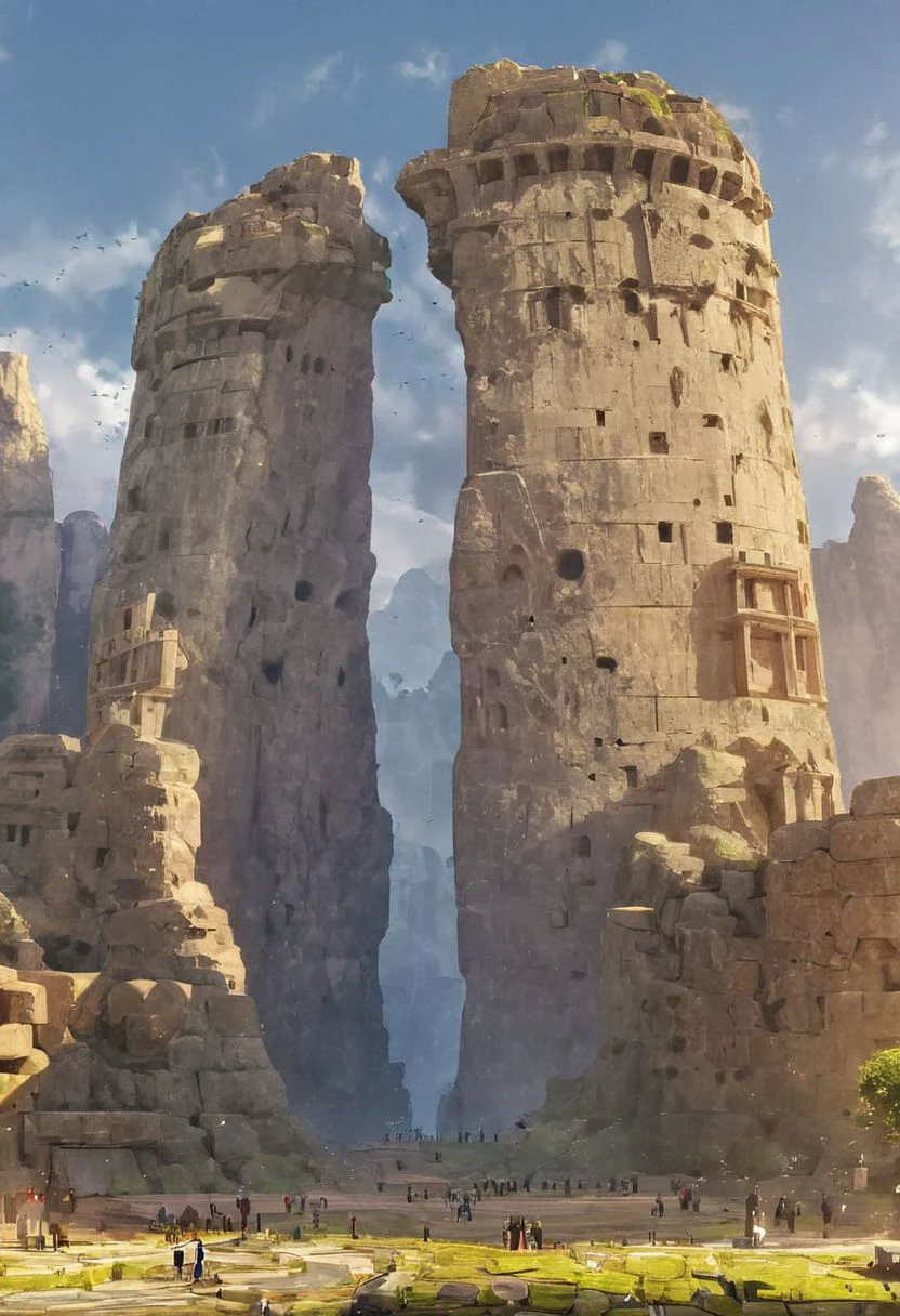(Ancient megalithic civilization, Azka Lines, on Easter Island:1.5), (The colonial city of the future, in the mist-filled Grand Canyon, on an unknown Earth-like planet, 2 moon on sky, Spaceship flight connects colonies, waterfulls:1.3), (Machu Picchu, a mountain settlement, incredibly spectacular:1.2), (Mario Botta:1.3), (avant-garde, future, reality, science fiction, photorealistic), (modern architecture:1.2), White limestone with black granite, fountain, waterfall, landmark, square, path, narrow street,
(Large Files, Ultra Realistic, 8K, 16k, FHD, HD, VFX, Perfect, Photography, composition, Architecture Sales Photography, Architecture Competition, Ultra High Resolution, Cinematography, High Resolution Image:1.1), (dramatic lighting, direct sunlight, ray tracing, clear shadow:1.2), (real landscape:1.1), (blurred background:1.0), (urban background, more_details) ,
<stardeaf-cold-arc>, great lighting, clear, hillscastel, xtower, industrialbuilding
