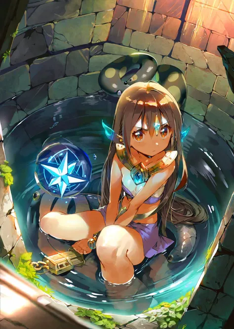 by dsmile9, , by yogisya
beautiful girl, cleavage, close up
piercing eyes
masterpiece, best quality, high quality, highres, absurdres, very detailed, high resolution, sharp, sharp image, 8k, vivid,stunning, anime, aesthetic
In the depths of an ancient dungeon, dimly lit torches cast flickering shadows on moss-covered stone walls. The air is thick with a musty scent, and the distant echoes of unseen creatures add an eerie ambiance. In the center of the dungeon, a courageous girl, adorned in worn but resilient armor, cautiously navigates the labyrinthine corridors.
Her path is illuminated by the soft glow of a magical crystal held in one hand, revealing intricate carvings and ancient runes on the dungeon walls. Sinister vines snake along the edges, hinting at an otherworldly presence. The girl's determined expression and the glint of a hidden key at her side suggest a quest for freedom or treasure, as she bravely faces the unknown challenges that lie ahead in this fantastical underground realm.